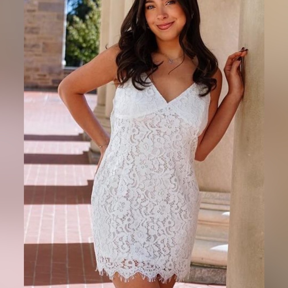 Revolve White Floral Lace Mini Dress Large